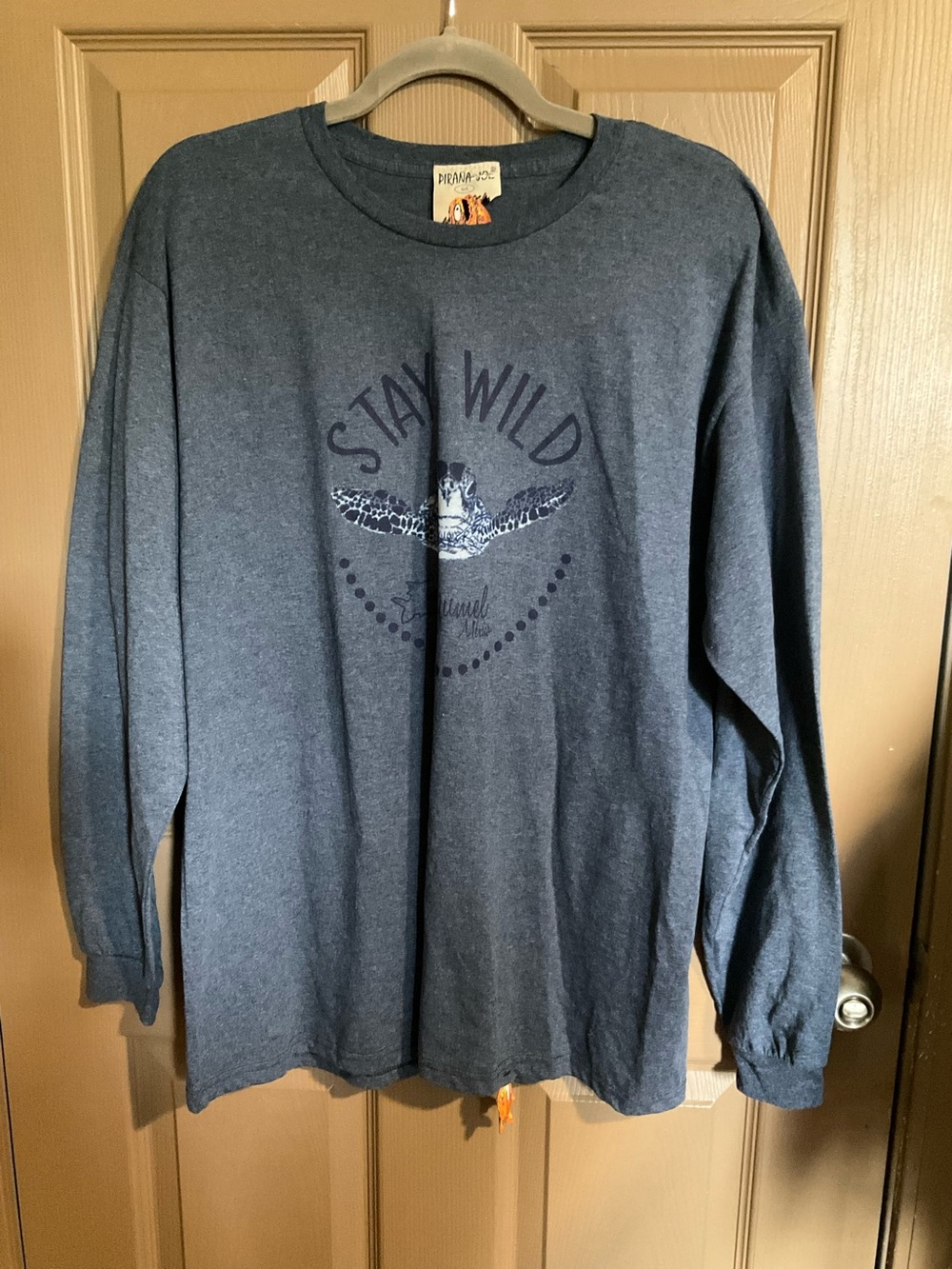Piranha Joe large long sleeve blue printed T-shirt